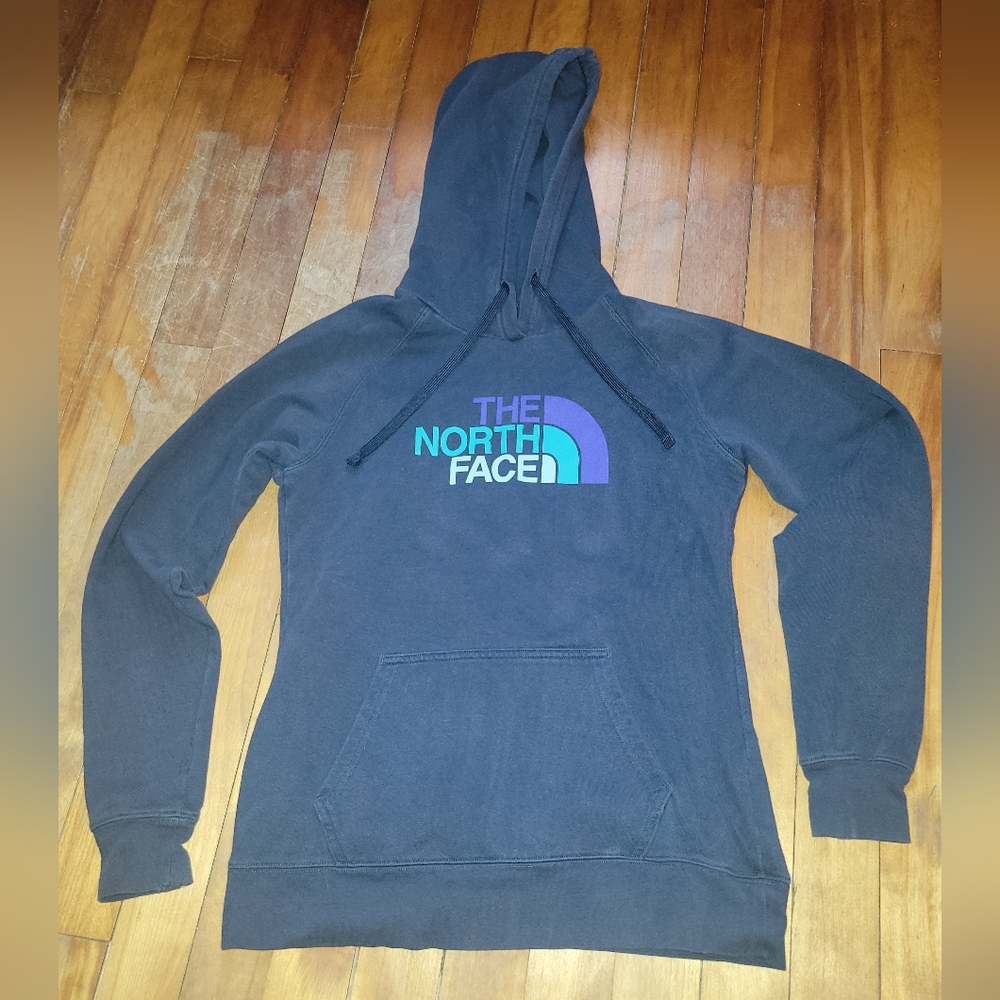 The North Face Navy Hoodie with Multicolor Logo